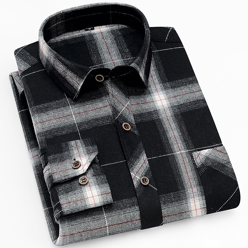 Per uomo Camicia Sopracamicia Tartan All'aperto Streetwear Nero Rosso Blu marino Blu Manica Lunga Collo ripiegato Autunno Inverno Abbigliamento Bottonato del 2025 a $29.99 –P2