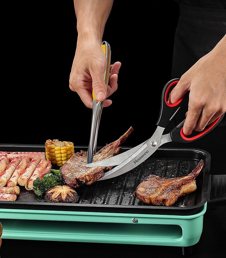 Style Korean Elbow Barbecue Scissors Multifunctional Kitchen Scissors 304  Stainless Steel Barbecue Clip Barbecue Set 2024 - US $8.51