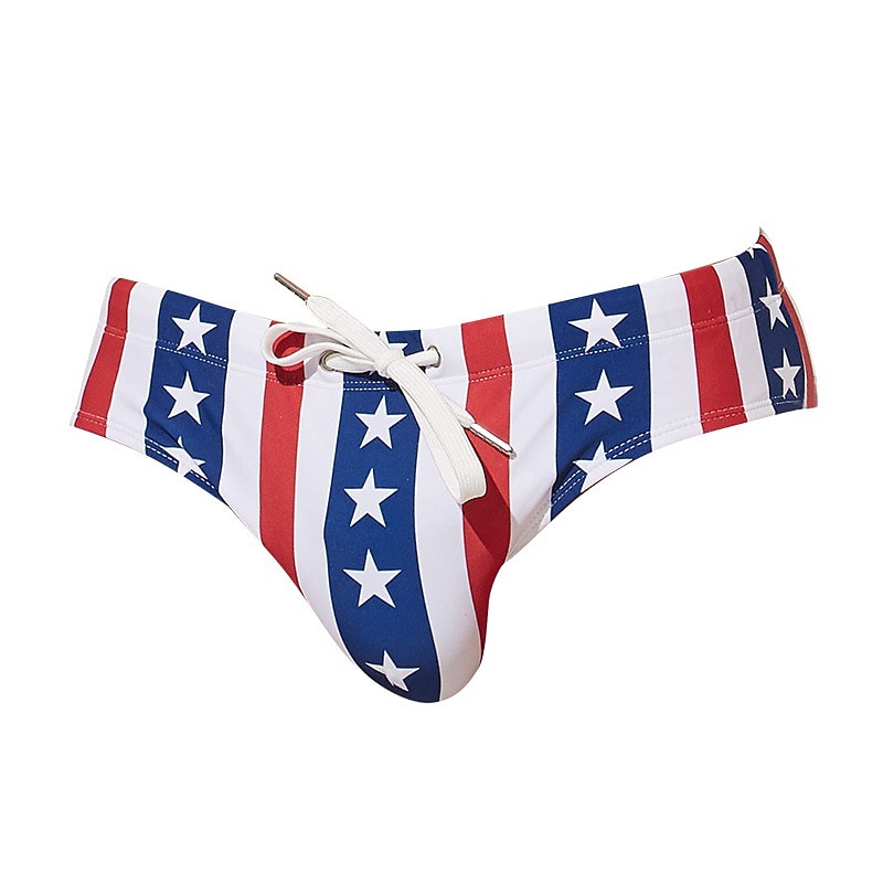 Homme Maillots de Bain short de bain Slip de bain Imprimer Drapeau Confort Respirable Extérieur du quotidien Sortie Mode Décontractées Blanche Bleu de 2025 ? $13.49 –P7