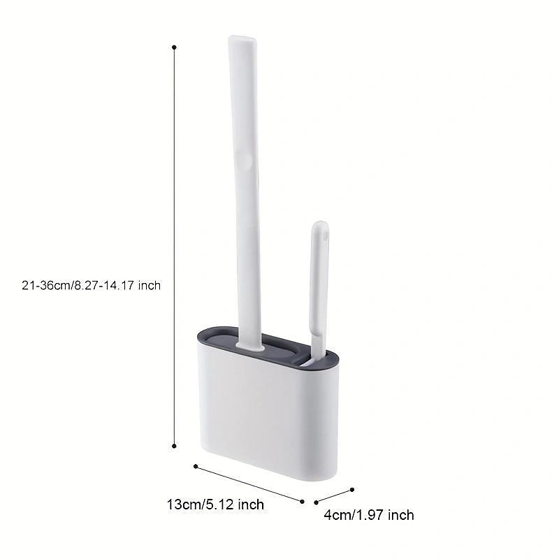 escova de banheiro de silicone e suporte com gancho pegajoso, escova de banheiro para pendurar na parede, escova de cerdas macias de silicone, ferramenta de limpeza do chão do banheiro de 2025 por $8.99 –P1