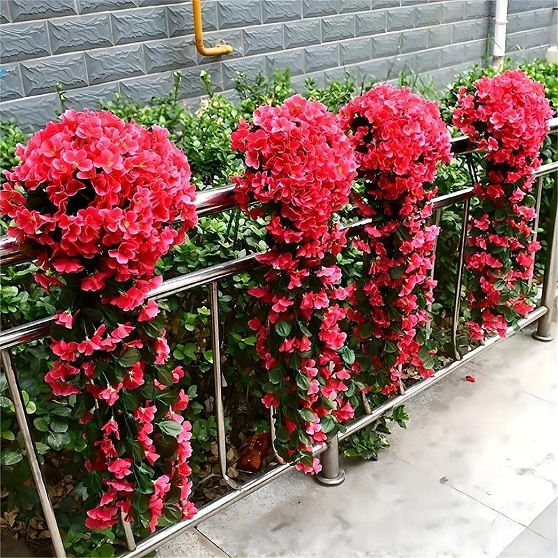 1 paquete, cesta colgante de flores artificiales de 34 pulgadas, planta colgante falsa, flores de orquídeas de seda, arreglo de flores artificiales, decoración de jardín, decoración del hogar, 2025 - $12.49 –P2