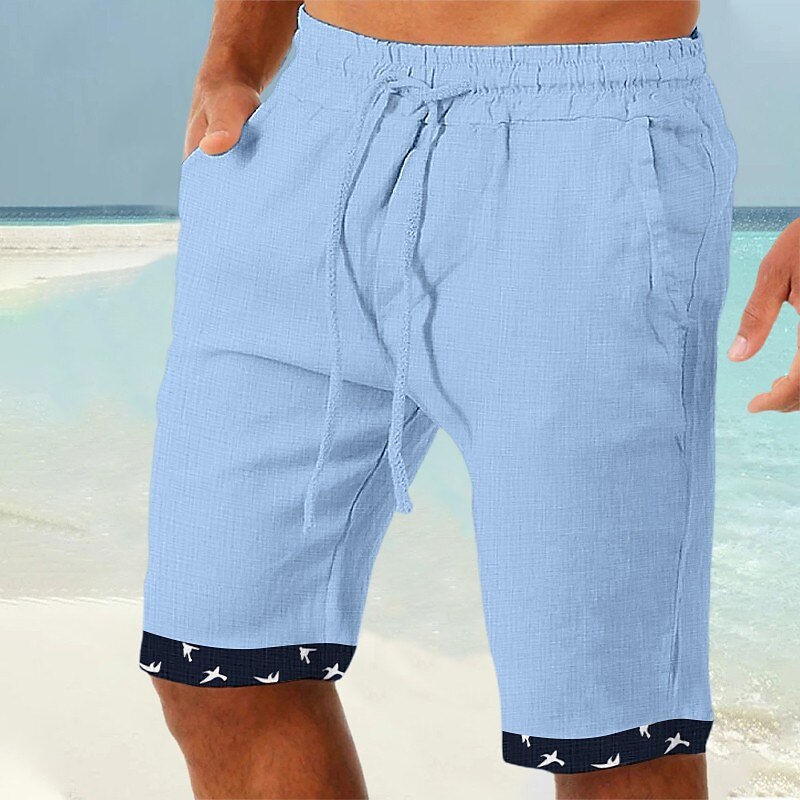 Homens Calção Shorts de verão Shorts de praia Patchwork Com Cordão Cintura elástica Tecido Conforto Respirável Curto Casual Diário Feriado Moda Estilo Clássico Branco Azul de 2025 por $20.99 –P1