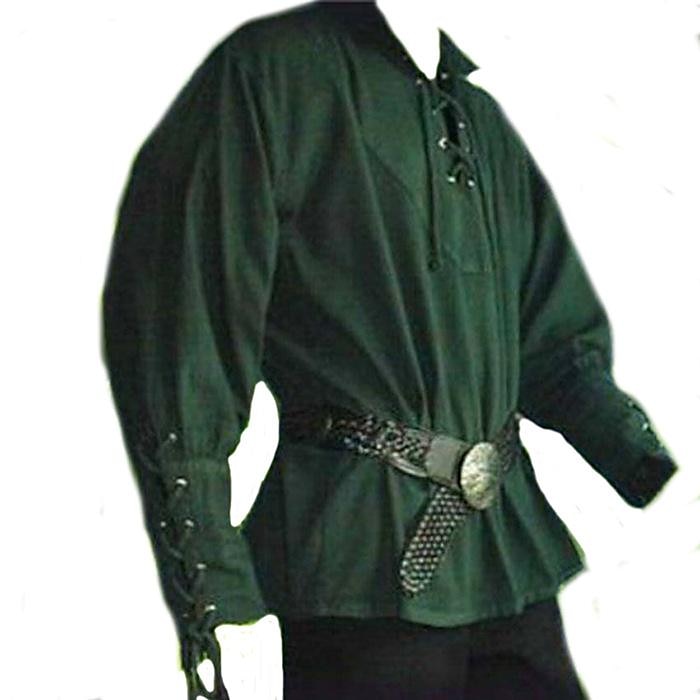 Punk och gotiskt Medeltida kostymer Renässans Blus / Skjorta Cosplay-kostym Tunika Ren Faire Krigare Riddare Viking Snörning Solid färg Herr Keltiskt Pirat Halloween Maskerad Prestanda Scen 2025 - $28.99 –P5