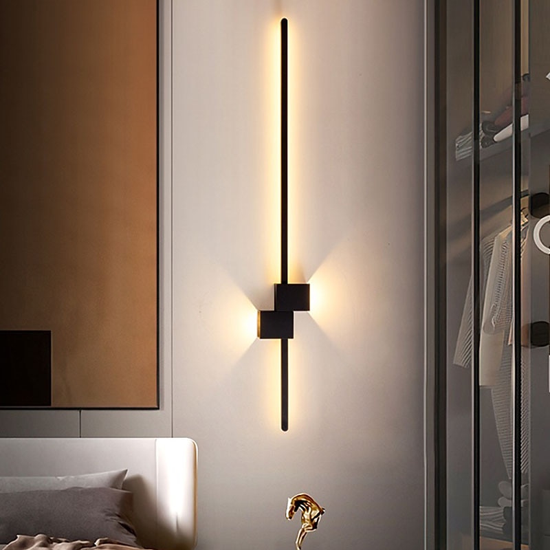 Lâmpada de parede led design de tira para cima e para baixo luz 61/90cm moderna lâmpada de parede de fundo led sala de estar quarto cabeceira 10w alumínio luz de parede interna ligting arandela de 2026 por $154.99 –P4