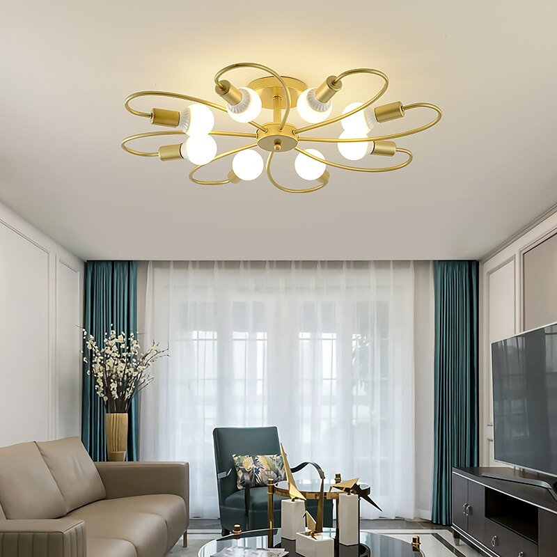 LED-Deckenleuchte, 6/8-flammig, dimmbar mit Fernbedienung, Unterputz-Deckenleuchte, Acryl-Lampenschirm, Kronleuchter, Schlafzimmer, Wohnzimmer, Blumenform, Schwarz/Weiß, 110–240 V 2025 - $129.99 –P3