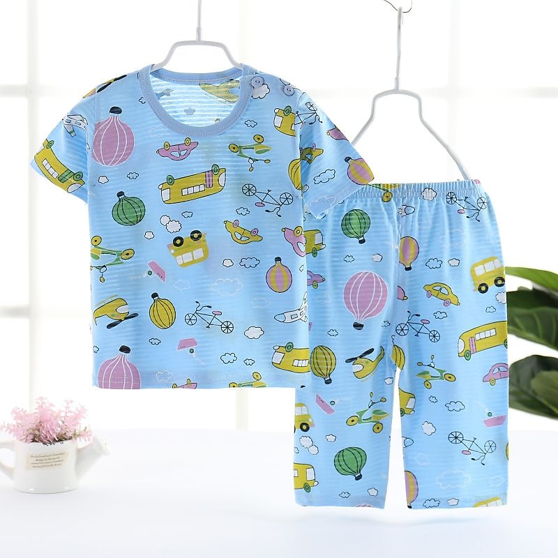 طفل صغير للصبيان 2 قطعتين مجموعات بيجامة كم قصير أبيض وردي بلاشيهغ أزرق البحرية حيوان كارتون كرونيك الصيف الربيع أساسي المنزل 3-7 سنوات 2026 - €7.26 –P10