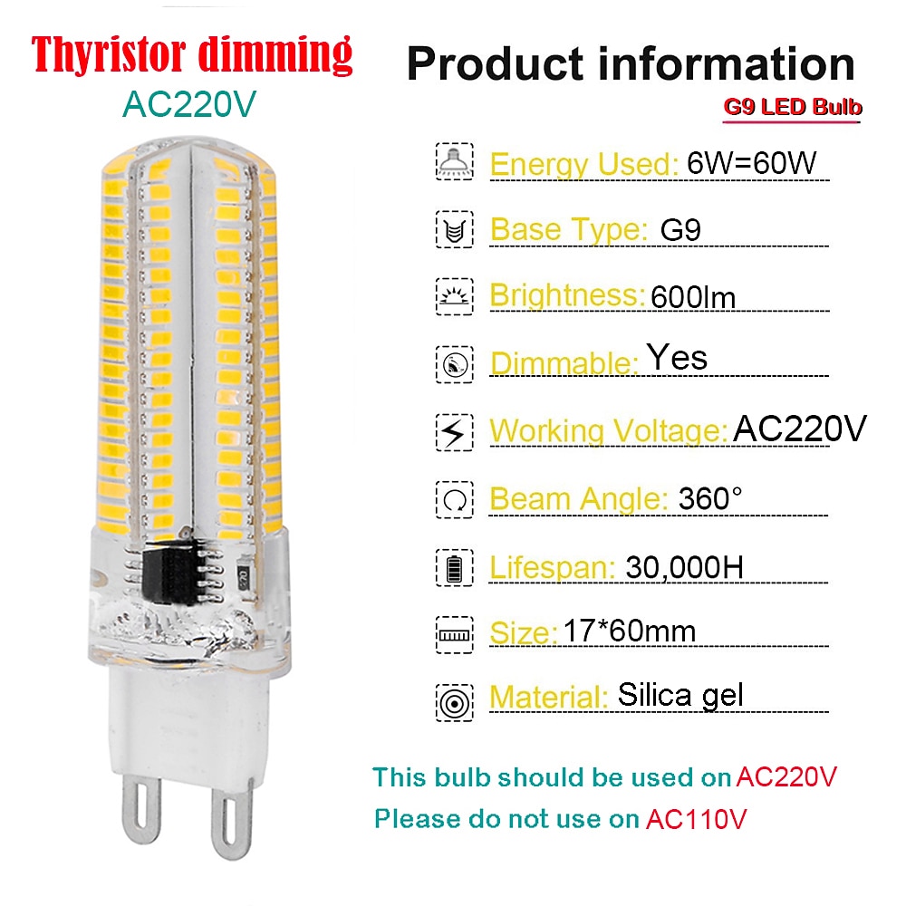 5 stuks 2 stuks 6 W 2-pins LED-lampen 600 lm G9 T 104 LED-kralen SMD 3014 Warm wit Wit 220-240 V 2025 - $25.64 –P1