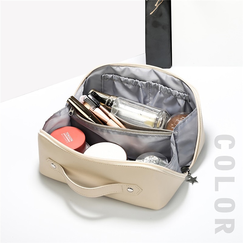 Women's Handbag Makeup Bag Cosmetic Bag PU Leather Travel Large Capacity Durable Solid Color White Pink Blue 2026 - $18.99 –P6
