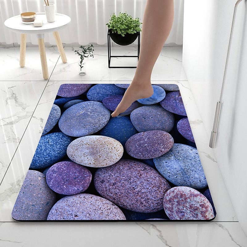 alfombra de baño de piedra, alfombra de baño de tierra de
