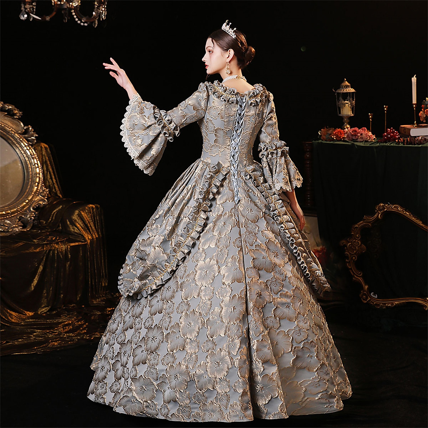 Gothic Rococo Victorian Dress Party Costume Prom Dress Princess Shakespeare Gentlewoman Lace Solid Color Ball Gown Women's Royal Halloween Carnival Valentine's Day Performance Wedding Party Adults' 2025 - $201.59 –P3
