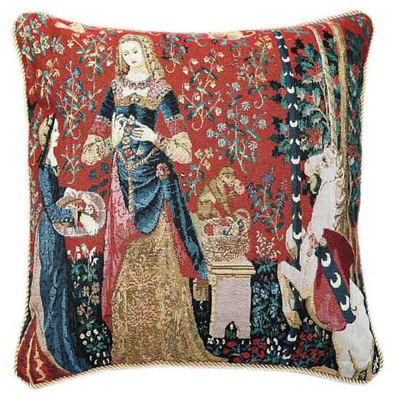 Gobelin aubusson tapisserie housse de coussin dame licorne jacquard oreiller maison décorative salon chambre canapé canapé de 2025 ? $27.99 –P4