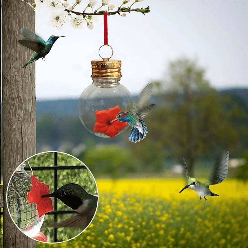 1db, kolibri etető, virágetető nyílásokkal, kültéri függőkerti dekoráció, átlátszó izzótartály kialakítás, hordozható kolibri etető, kültéri kerti díszek 2025 - $9.49 –P4