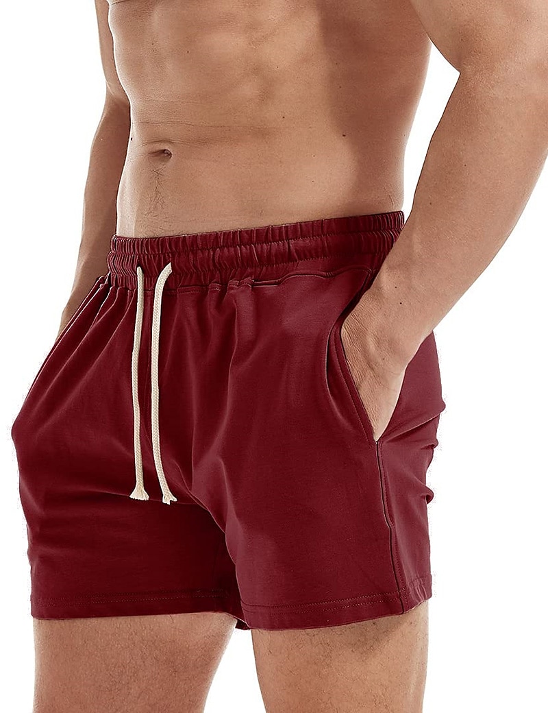 Herr Rosa shorts Atletiska shorts Svett shorts Träningsshorts Ficka Slät Komfort Andningsfunktion Utomhus Dagligen Utekväll Mode Ledigt Svart Vit 2025 - $10.99 –P12