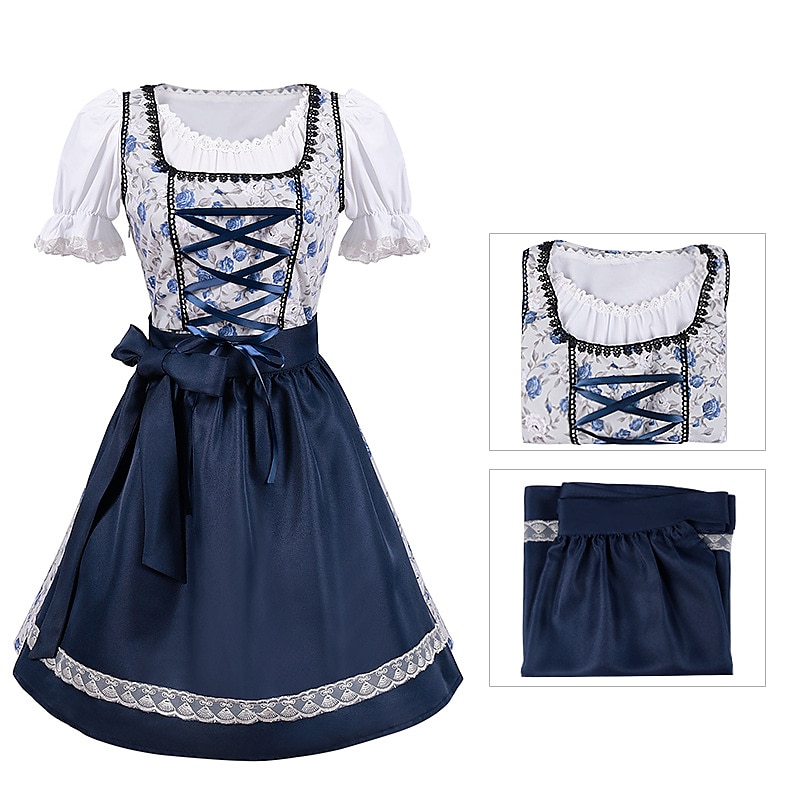 Mindszentek napja Oktoberfest Ruhák Szerepjáték Jelmezek Szobalány öltözékek Szerepjáték bajor Német Meadows Női Hagyományos stílusú ruha Blúz Ruha Kötény 2025 - $49.99 –P2