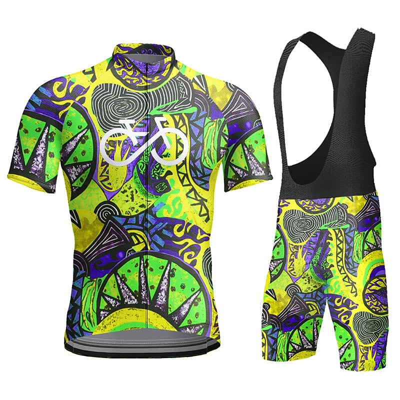 Per uomo Maglia con salopette corta da ciclismo Manica corta Ciclismo da montagna Cicismo su strada Giallo Rosso Azzurro cielo Pop art Bicicletta Completo tuta Pad 3D Traspirante Asciugatura rapida del 2025 a €39.99 –P15