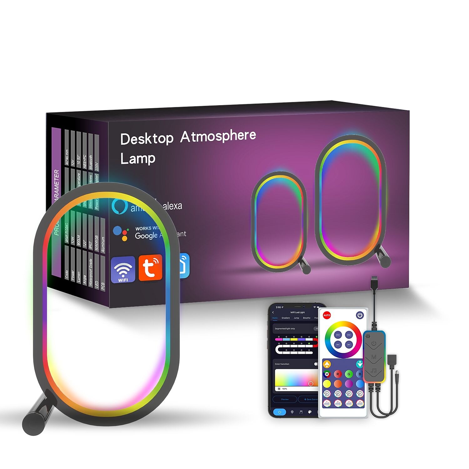Светодиодный умный свет WiFi умная APP настольная лампа звуковое управление RGB фантомный настольный атмосферный интеллектуальный свет Esports настольное украшение Tuya WiFi Alexa USB питание 2025 - $47.99 –P1