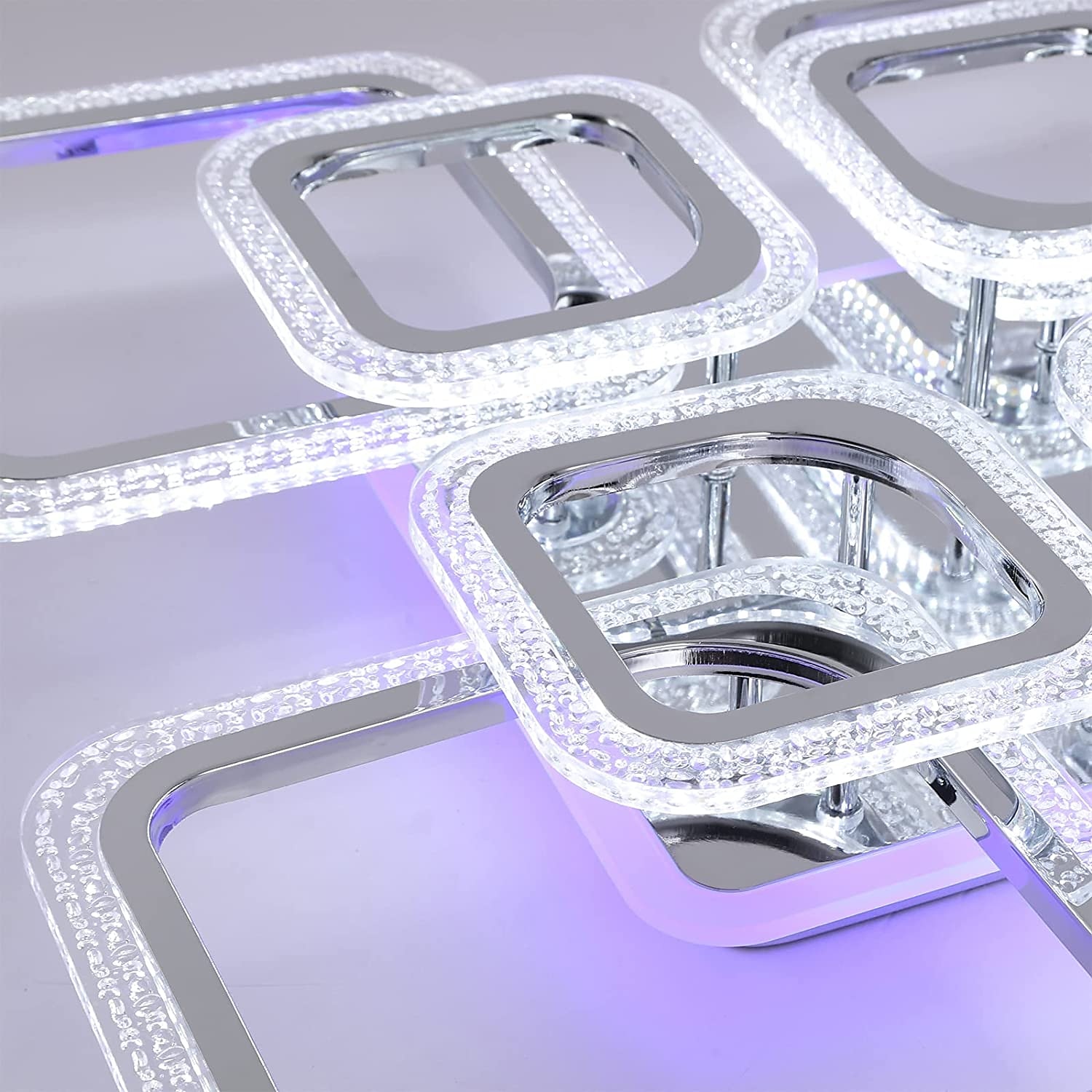 Dimmable Chrome Acrylic Ceiling Light LED 5-head and 8-head Ceiling Light with Background Light and APP Connection/Remote Control Suitable for Bedrooms Living Rooms Offices Children's Rooms 2025 - $230.39 –P9