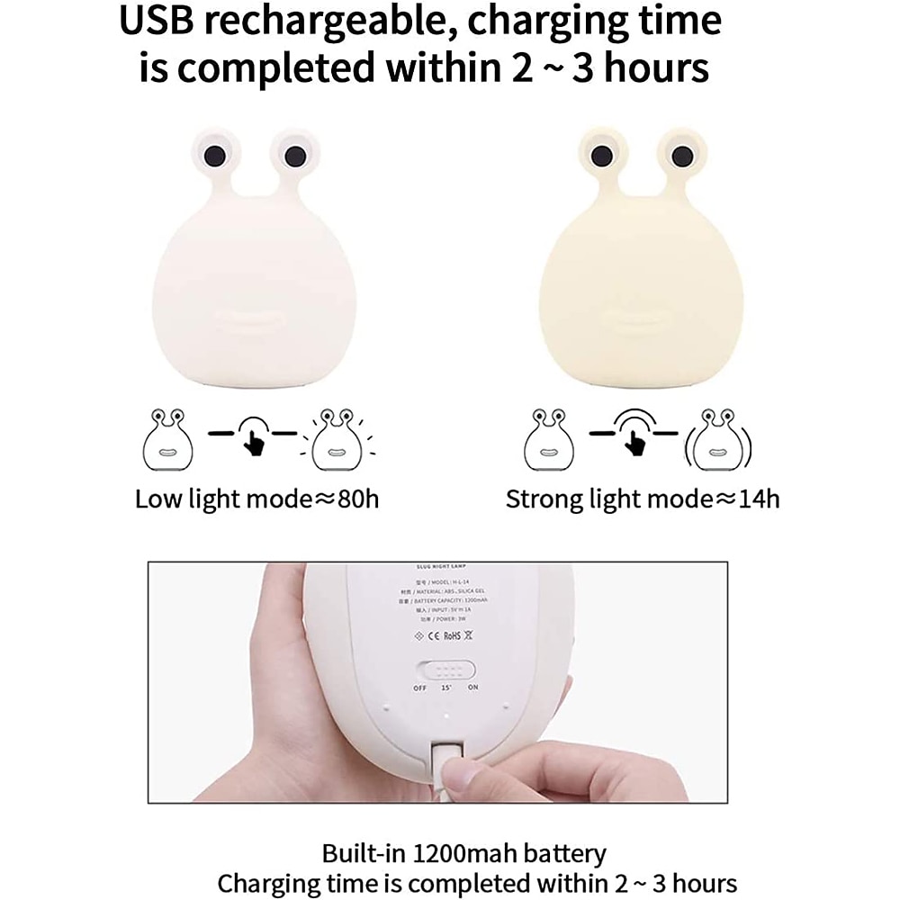 slug night light детская мягкая лампа силиконовый ночник для грудного вскармливания милая прикроватная лампа с животными для малышей дети подростки мягкий ночник с сенсорным датчиком для спальни 2025 - $29.99 –P6