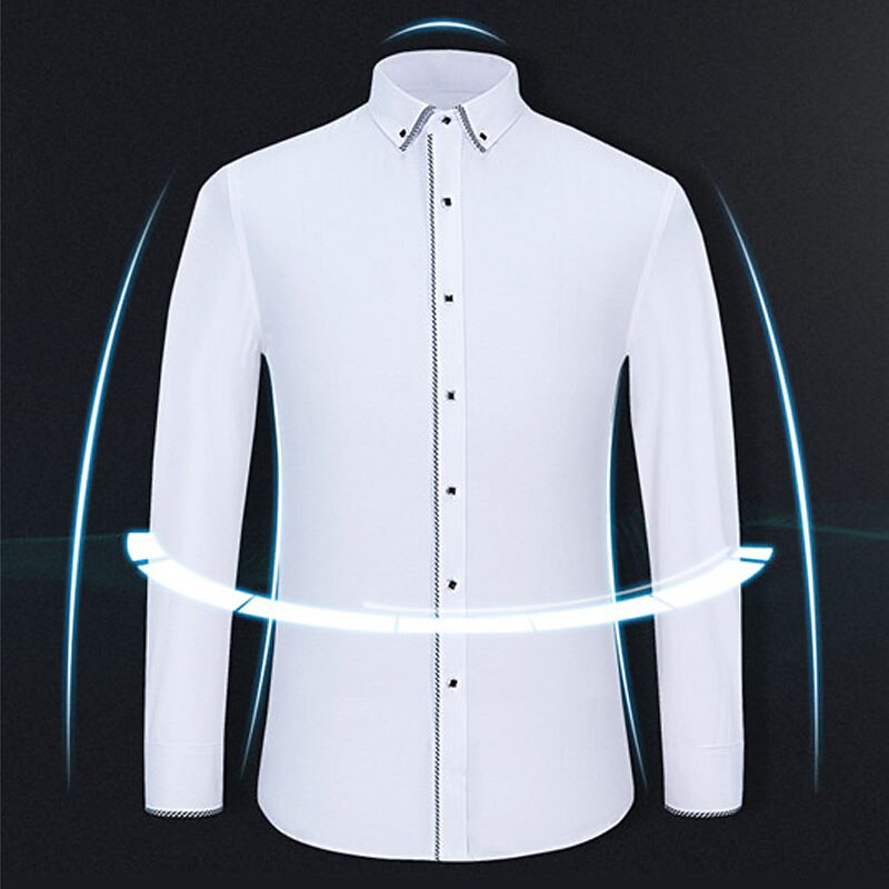 Herren Oberhemd Hemd Farbblock Büro & Karriere Ausgehen Weiß Marineblau Langarm Umlegekragen Frühling Sommer Bekleidung 2025 - $21.99 –P7