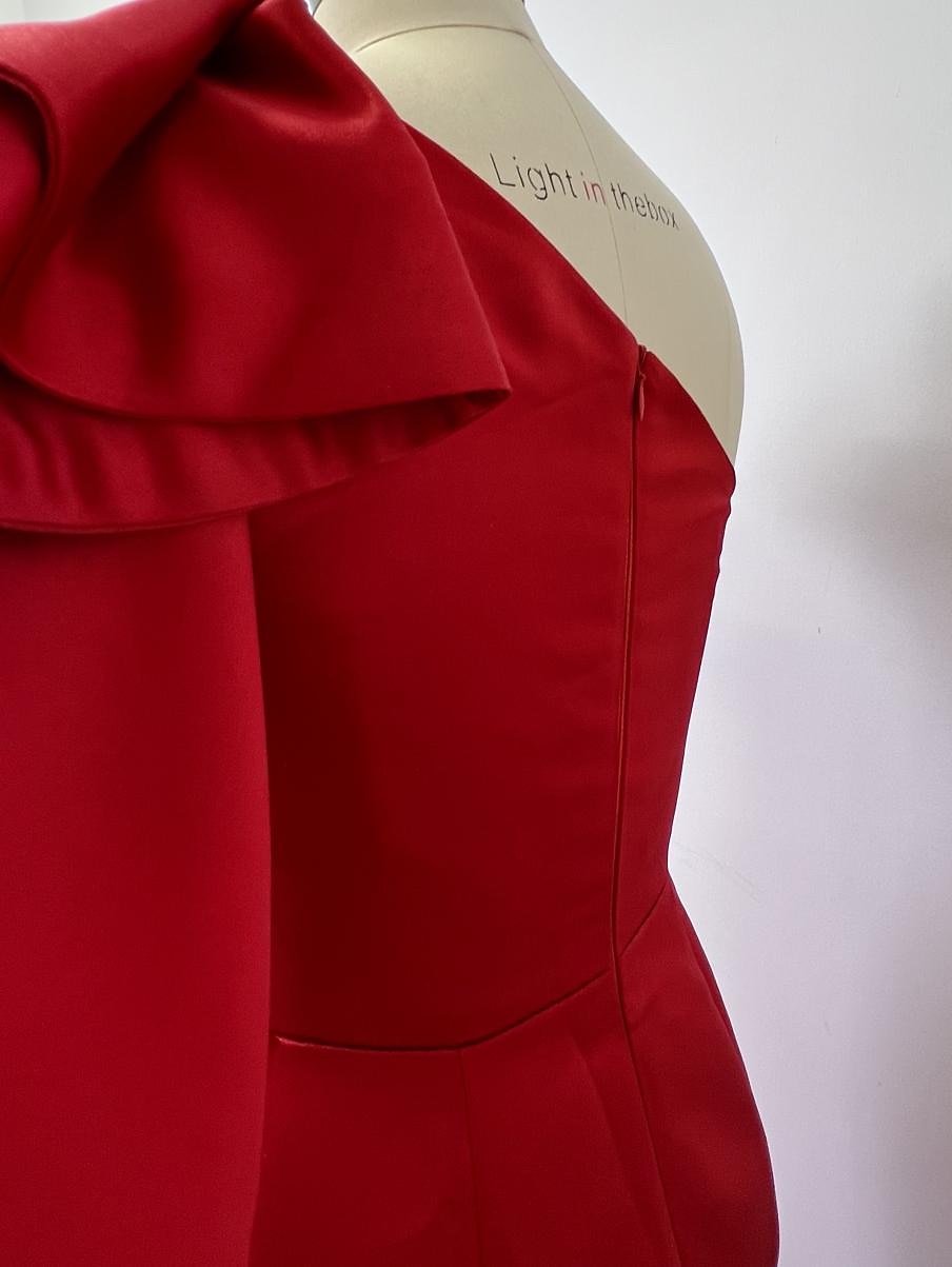 Robe de Soirée Sirène Corsets Robe Invité Formal Mariage Longueur de Sol Sans Manches Une Épaule Taffetas avec Volants Fleur d'Épaule Robe Mascarade de 2025 ? $170.99 –P3
