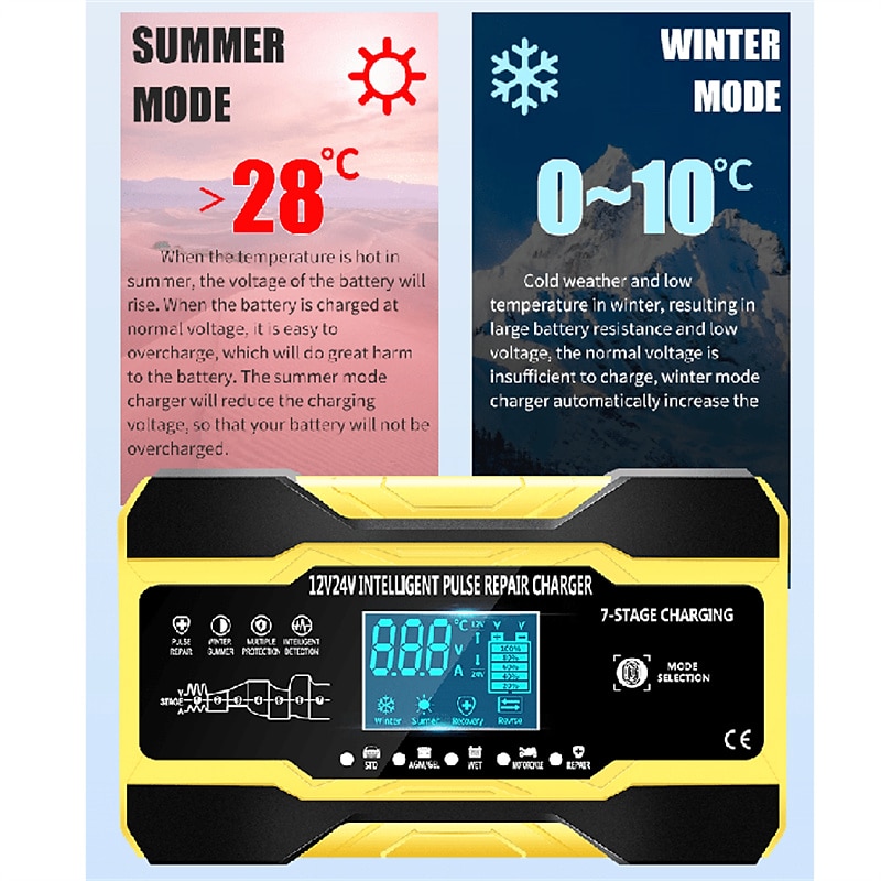 10-Amp Car Battery Charger 12V And 24V Smart Fully Automatic Battery Charger Maintainer Trickle Charger For Lawn Mower Boat Marine Lead Acid Batteries 2025 - $68.99 –P10