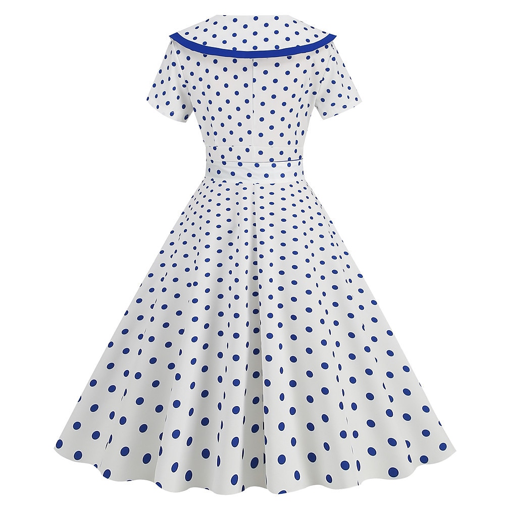 Pöttyös Retró 1950-es Egy vonalú ruha Rockabilly Swing ruha Pöttyös Női Alkalmi / Napi Lánybúcsú Felnőttek Ruha Hazatérő ruhák 2025 - GBP £18 –P17