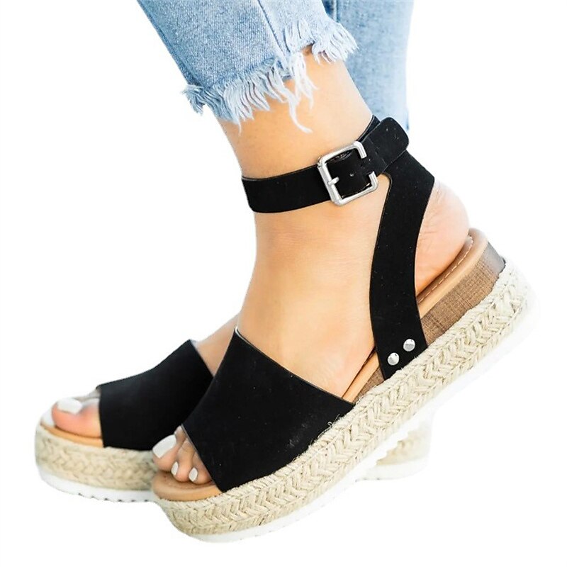 Women's Leopard Print Espadrille Platform Sandals with Ankle Strap, Trendy Open Toe Summer Shoes for Vacation, Beach, and Casual Outfits 2025 - $29.99 –P5