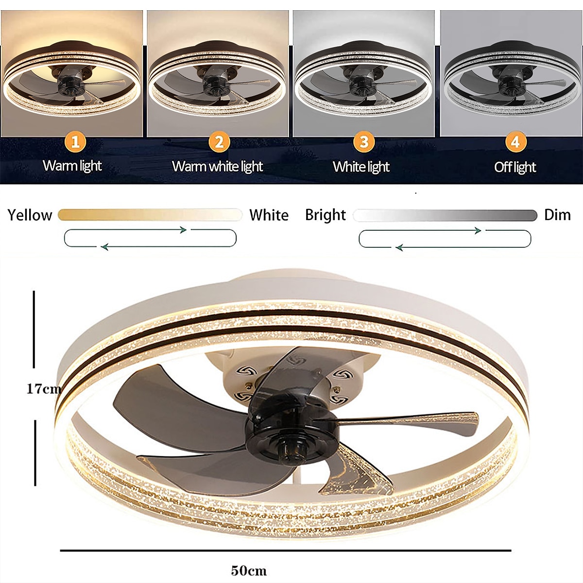 Ventilatore da soffitto a led 50cm ventilatore da soffitto in metallo finiture verniciate moderno 220-240v del 2025 a $230.29 –P1
