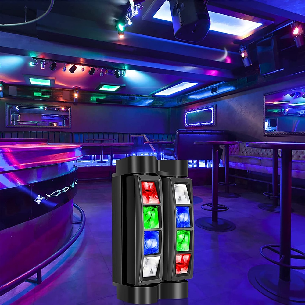 7-gwiazdkowa ruchoma głowa DJ-a – oświetlenie imprezowe do wnętrz, 8 wiązek, diody LED RGBW, 4 w 1, tryby DMX/dźwięk/automatyczne, idealne na wesela, karaoke i pokazy świetlne dyskotekowe 2025 - $99.99 –P4