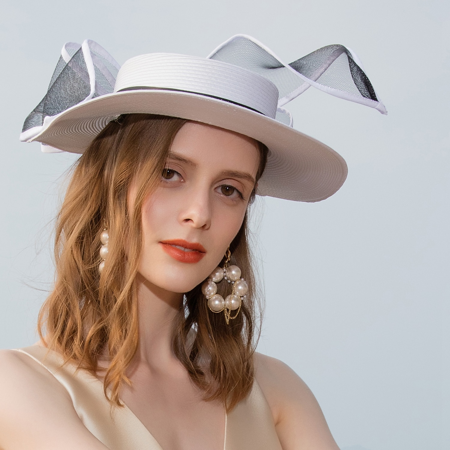 chapéus rede de tule chapéu de sol pires chapéu cartola festa do chá dia da senhora casamento britânico com laço toucado chapéu aniversário de 2025 por $41.99 –P1
