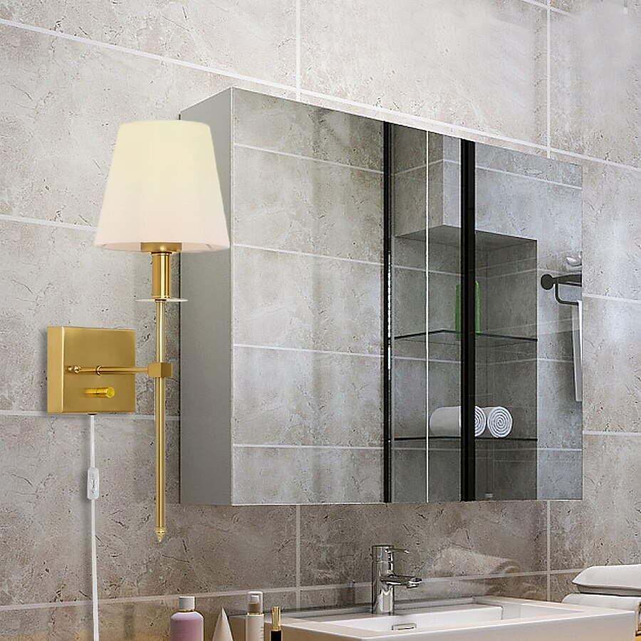 plug-in applique da parete applique dimmerabili 1 pz, lampada da parete con paralume in tessuto bianco con cavo plug-in da 6 piedi, applique da parete per interni lampada da parete, per corridoio del 2025 a $66.99 –P5