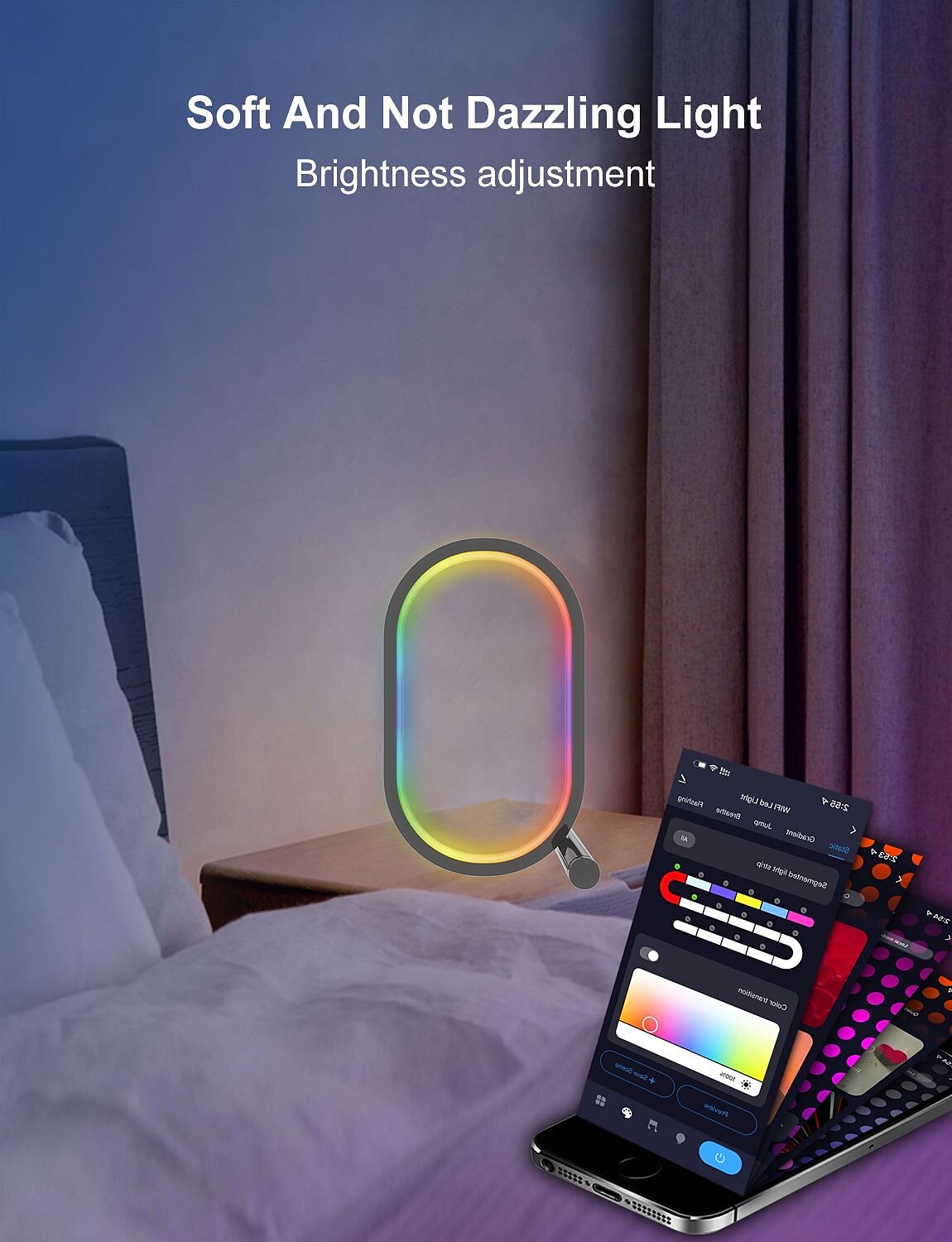 Светодиодный умный свет WiFi умная APP настольная лампа звуковое управление RGB фантомный настольный атмосферный интеллектуальный свет Esports настольное украшение Tuya WiFi Alexa USB питание 2025 - $47.99 –P4