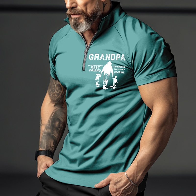 Herrarnas kortärmade kvart zip T-shirt Morfar barnbarns bästa vän  barnbarns bästa partner i brott familjegåva grafisk 2025 - $22.99 –P7