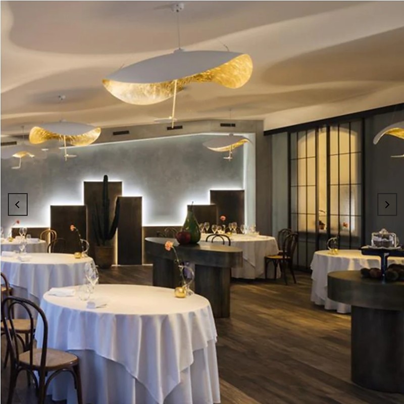 LED Pendant Light Golden Hat Chandelier Bar Model Room Clothing Store Hotel Restaurant Hotel Club Lobby Light,Post-modern Light Luxury Creative Flying Saucer Chandelier 2025 - $349.99 –P12