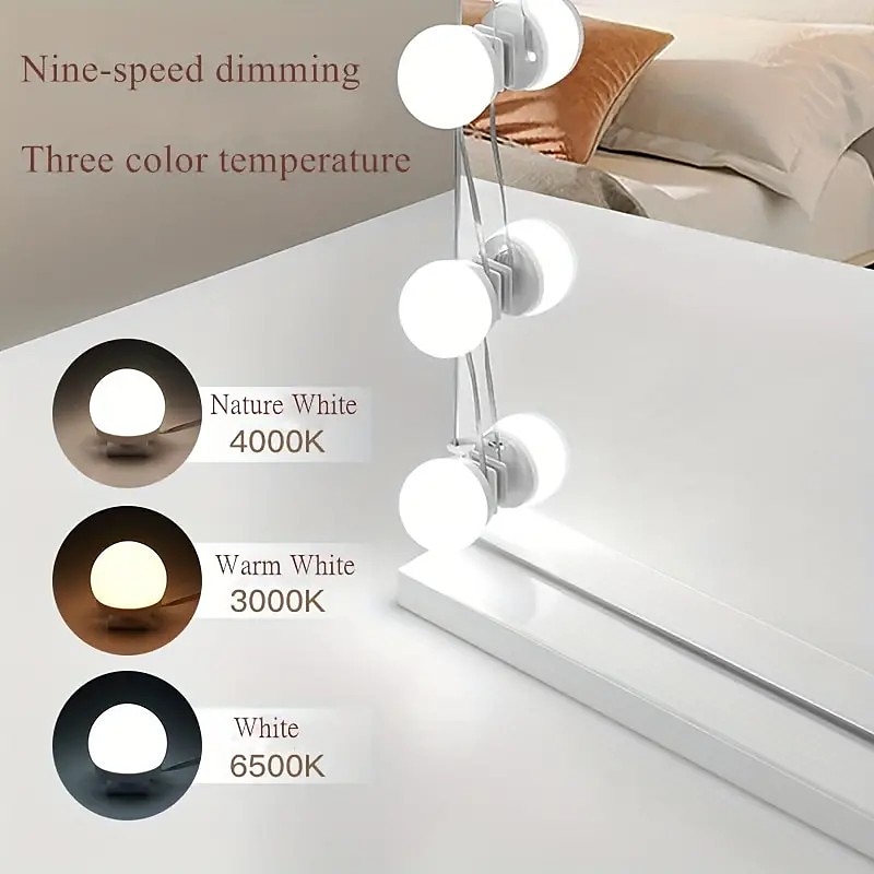 3 Colours LED Make Up Mirror Light Bulbs USB Vanity Makeup Mirror Lights Bathroom Dressing Table Lighting Dimmable LED Wall Lamp 2025 - $17.99 –P4