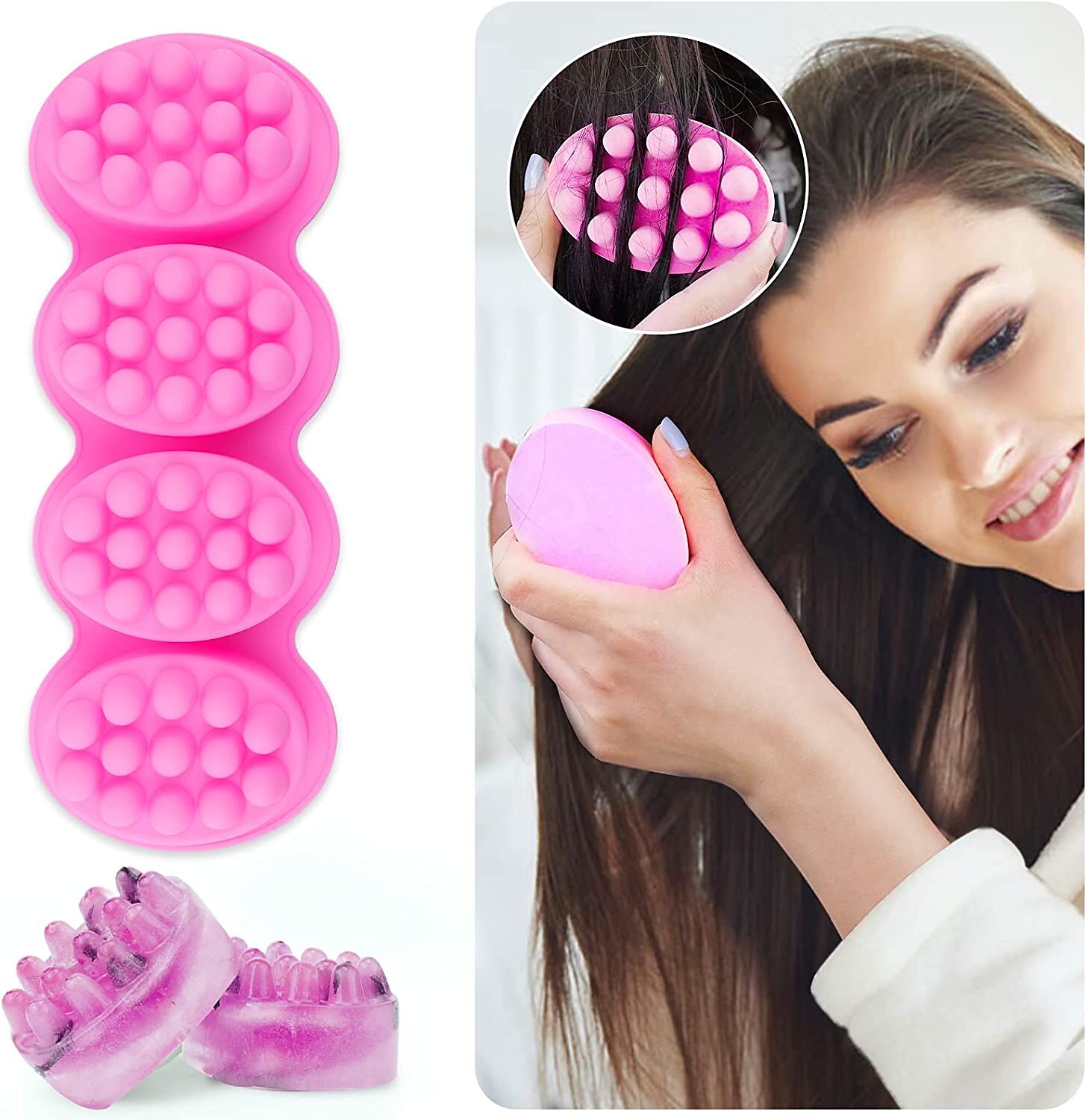 4 Cavities Silicone Massage Bar Soap Molds, 3d Hair Comb Ice Mold For Scalp  Massager, Unique Hair Brush Silicone Soap Molds
