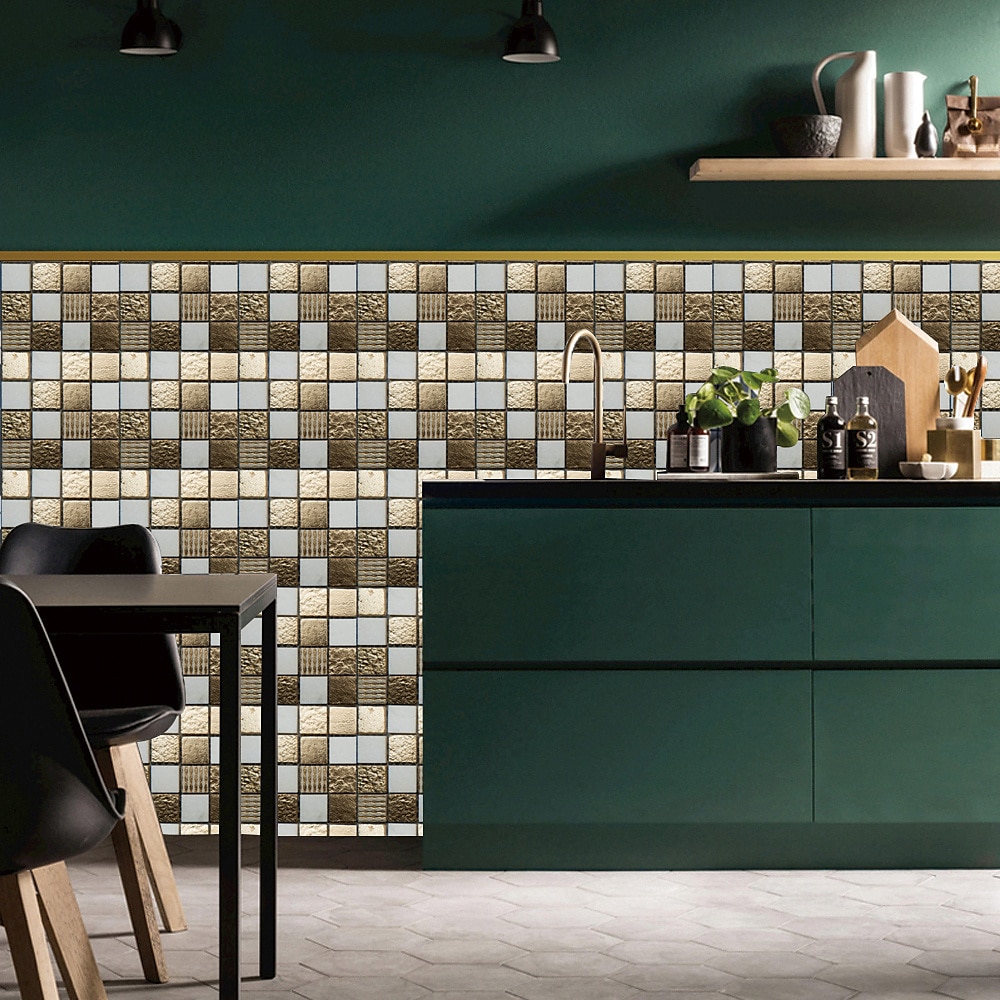 10 piezas 3d mosaico azulejo de cristal pegatina de vidrio tilediy impermeable autoadhesivo pegatina de pared 2025 - $7.99 –P5