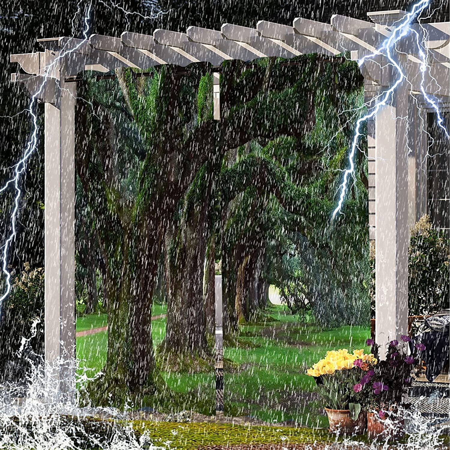 vízálló kültéri függöny magánélet, elcsúsztatható teraszfüggöny függöny, pergola függöny átvezető 3d erdei táj pavilonhoz, erkély, veranda, parti, 1 panel 2025 - HUF 22734 –P1