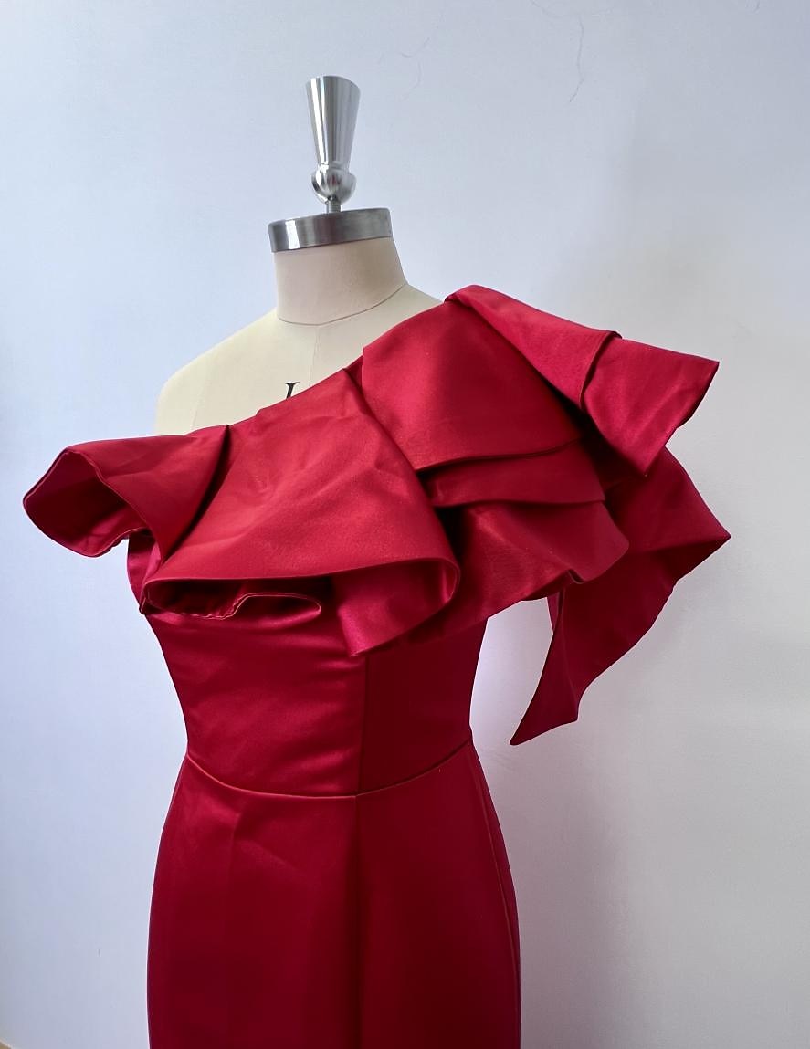 Robe de Soirée Sirène Corsets Robe Invité Formal Mariage Longueur de Sol Sans Manches Une Épaule Taffetas avec Volants Fleur d'Épaule Robe Mascarade de 2025 ? $170.99 –P2