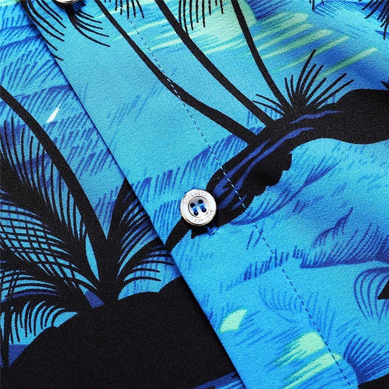 Férfi Virágos Kókuszfa Busz Ing Hawaii ing Aloha ing Rövid ujjú Ing Térfogatcsökkenés Divat Utcai sikk Dizájn Szabadtéri Utca Hétköznapi Fekete Sárga Sötétkék S M L 2025 - $24.99 –P2
