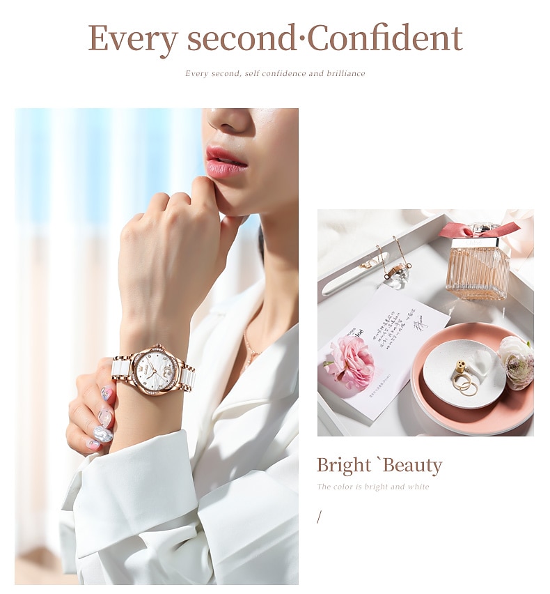OLEVS Women Mechanical Watch Creative Minimalist Fashion Casual Analog Wristwatch Automatic Self-winding Luminous Calendar Waterproof Ceramic Watch for Women Mother's Day Gift Women Watches 2026 - $107.99 –P10