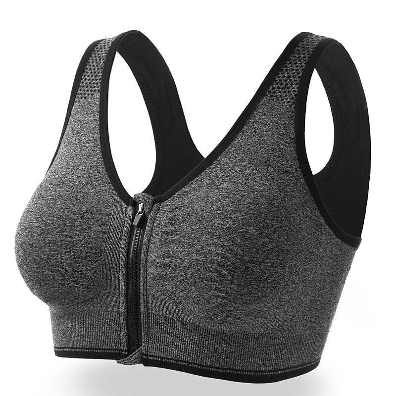 3 Pack Women's High Support Sports Bra Running Bra Seamless Zip Front  Racerback Bra Top Padded Yoga Fitness Gym Workout Breathable Shockproof  Quick Dry Khaki Black White Solid Colored 2024 - $31.99