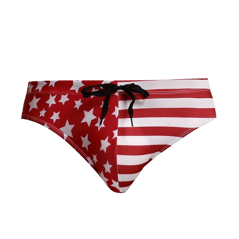 Homme Maillots de Bain short de bain Slip de bain Imprimer Drapeau Confort Respirable Extérieur du quotidien Sortie Mode Décontractées Blanche Bleu de 2025 ? $13.49 –P8