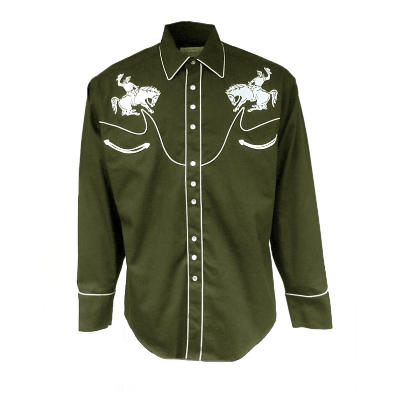 Herre Grafiske trykk Cowboy Skjorte Western skjorte Cowboyskjorte Langermet Sport Mote Gatemote utendørs Daglig Høst vinter Aftæpning Trykt mønster Knapp ned Svart Rød Blå Grønn 2026 - $28.99 –P4