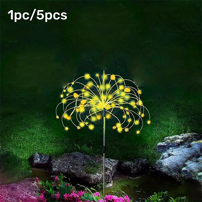 2025年 花火ソーラーライト屋外通路ライト太陽光発電スターバーストフェアリーライト防水8照明モードパティオ装飾風景用リモコン付き90/120/150/180/200 LED コレクション – $23.99 –P7