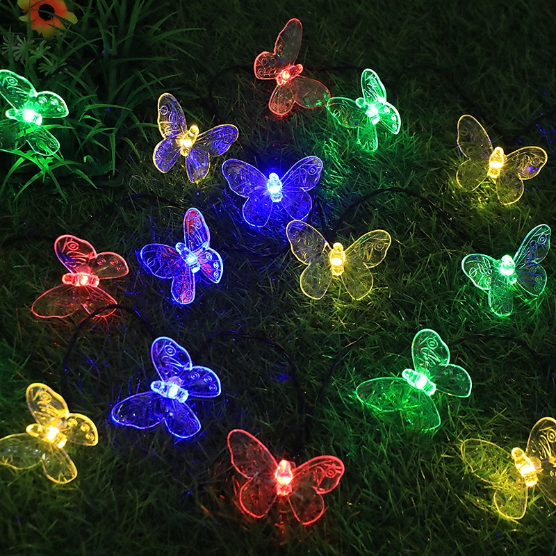 Solar-Lichterkette für die Gartendekoration – 5 m, 20 LEDs, Libelle und Schmetterling, wasserdichte Kranzlichter für den Rasen, Hochzeits- und Partydekoration 2025 - $14.99 –P8