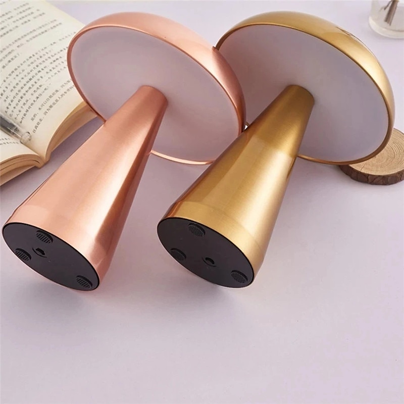 Lámpara de mesa led dorada nórdica para bar, decoración de hotel, seta, luces nocturnas de escritorio recargables, lámpara de noche con interruptor táctil de 3 colores 2025 - $45.99 –P10