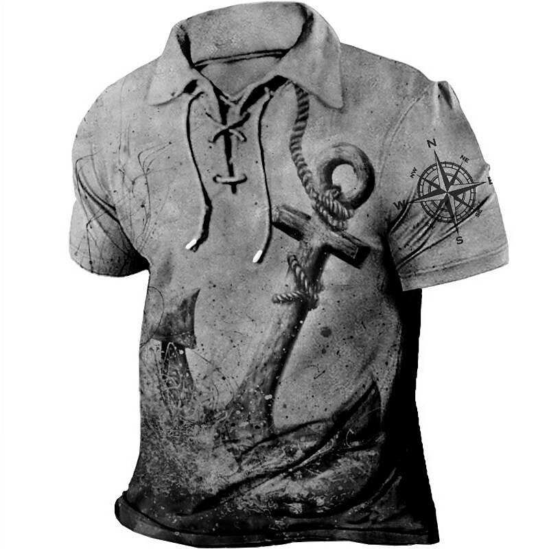 Bărbați Imprimeu Grafic Ancoră Epocă Tricou POLO Cămașă de golf Manșon scurt Cămașă Răsfrânt În aer liber Stradă Albastru Verde Albastru piscină Trifoi Kaki Gri Cordon Imprimeu Îmbrăcăminte Sport 2025 - $22.99 –P5