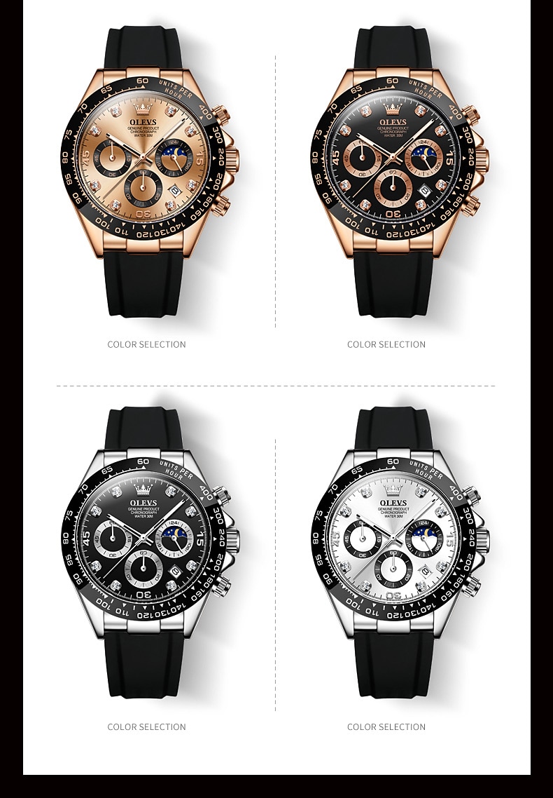 OLEVS 2875 Luxe Heren Horloges Top Merk Quartz Horloge Siliconen Sport Datum Chronograaf Waterdicht Multifunctioneel Horloge 2026 - $41.99 –P9