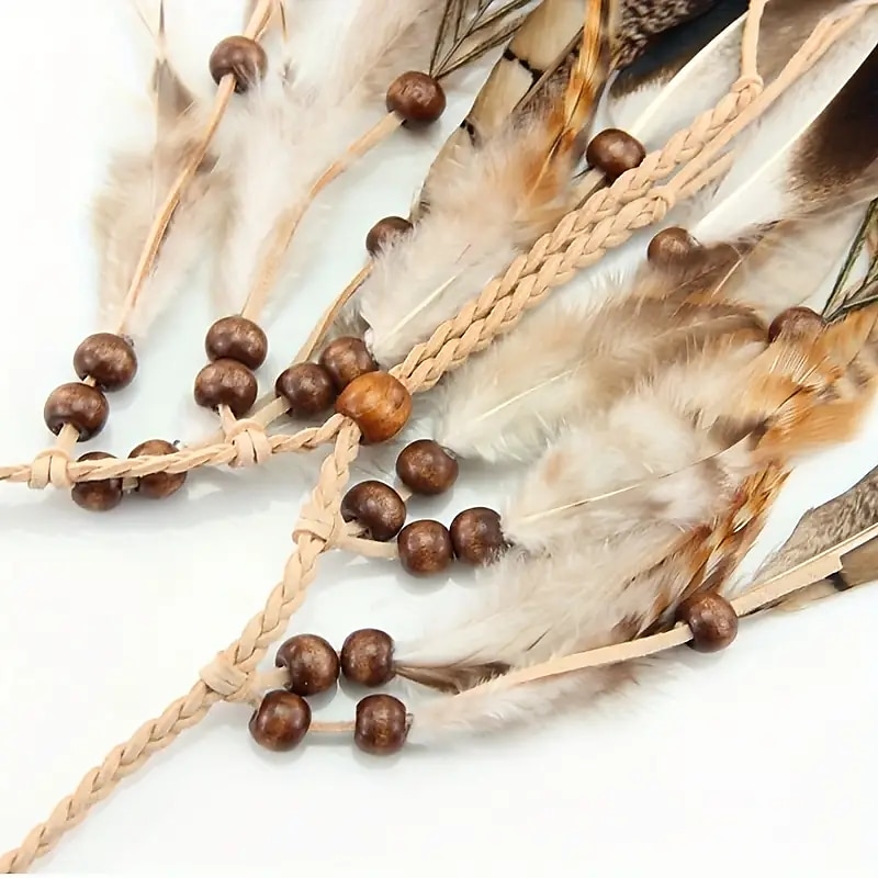 hermosa diadema bohemia de plumas de pavo real, perfecta para gitanos indios & ¡estilo hippy! 2025 - $14.99 –P3